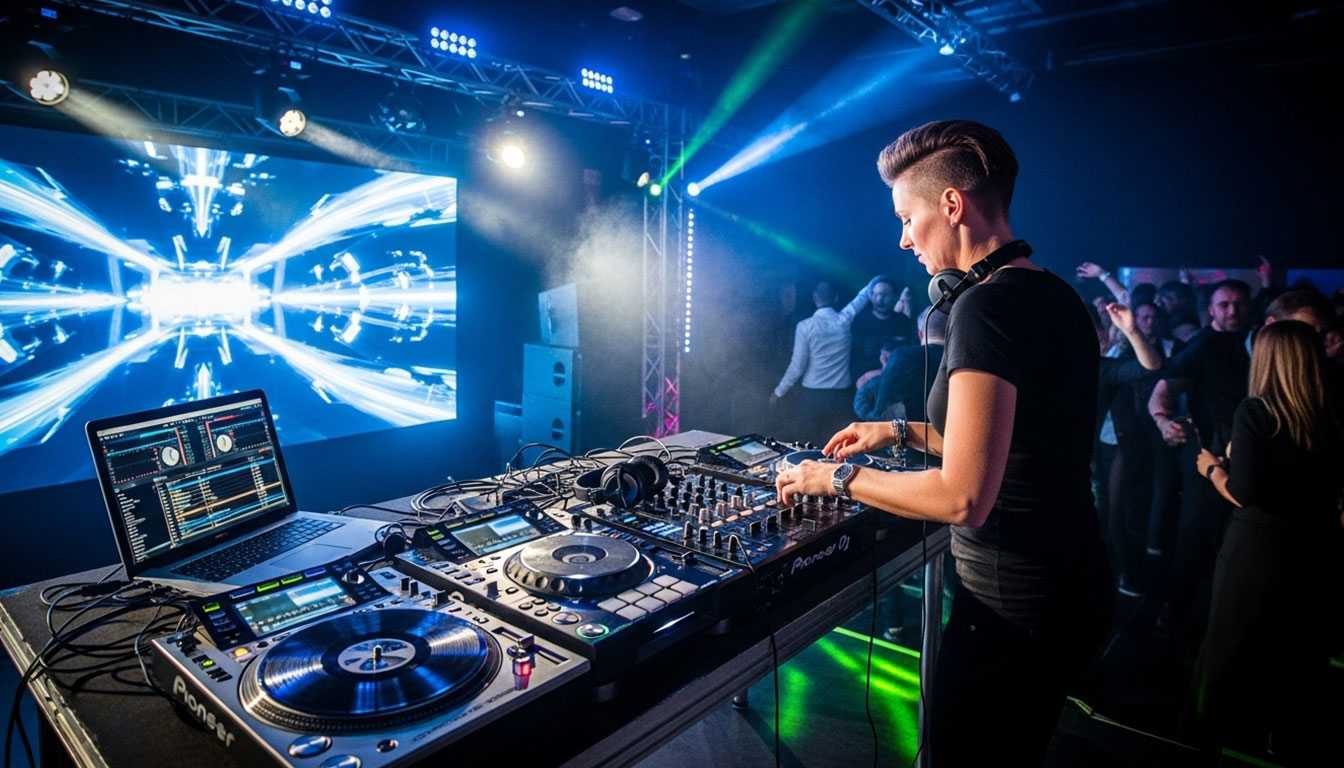 DJ sound and music setup